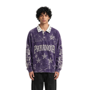 Sudadera Polo Azul Denim en Oferta, 100% Algodón Transpirable de Alta Calidad con Gráfico de Estrella, Cuello Polo y Manga Larga - Product Image 4