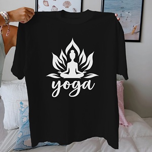 เสื้อยืดผู้หญิงผ้าฝ้ายแท้ลายดอกบัวสวมใส่สบาย - Product Image 4