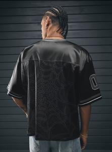 Chemise sans manches pour homme, style streetwear, col en V noir, jersey tissé, imprimé toile d'araignée, numéro 07, coupe classique, décontractée et sportive - Product Image 4