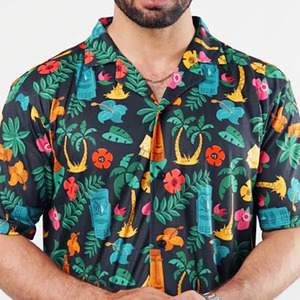 Chemises Hawaïennes Respirantes pour Hommes – Blouse d'Été à Manches Courtes pour Vacances à la Plage, Imprimé Tendance, Col Revers, Coupe Oversize - Product Image 2