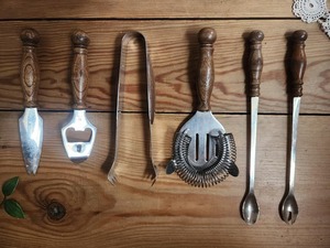 Juego de herramientas de barra con mango de madera estilo vintage, de acero inoxidable, perfecto para el hogar, cafetería, bar, restaurante y fiestas, uso en mostrador. - Product Image 5