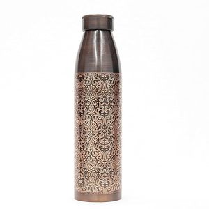 Botella de Agua de Cobre Antigua de Lujo con Grabado Floral, Botella Metálica Hecha a Mano para Hogar, Oficina, Viajes y Regalos - Product Image 2