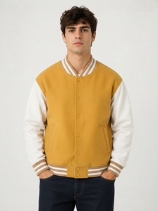 <b>Men's</b> Waterproof Windproof V-Neck Fur Trim Wool & Leather <b>Baseball</b> Varsity <b>Jacket</b> Autumn Casual Wear - Product Image 4
