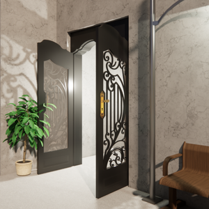 Puertas Exteriores de Hierro Forjado Personalizadas para Casas, Elegantes Puertas de Entrada con Diseño de Vidrio Moderno y Seguro, Estilo Élite para Villas A - Product Image 3