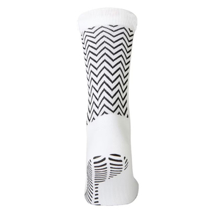 Anti Slip <b>Grip</b> Soccer <b>Socks</b> <b>White</b> Crew Athletic <b>Socks</b> With Black Zigzag Pattern And Anti Slip <b>Grip</b> Sole For Running And Sports - Product Image 5
