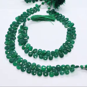 Perles de pierres précieuses en onyx vert naturel facettées en forme de poire 7x11MM, perles d'onyx vert en vrac, perles d'onyx vert pour la fabrication de bijoux - Product Image 1