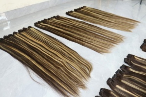 Extensiones de Cabello Humano Virgen Vietnamita Liso, Doble Trama, Doble Extracción a Máquina, Piano Highlight Genius, Marrón Oscuro y Rubio Miel - Product Image 6