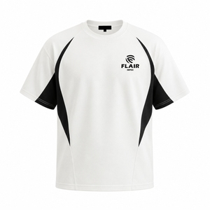 Custom White & <b>Black</b> Oversized Sports T-<b>Shirt</b> – Premium Polyester Performance Streetwear Tee for Men & Women - Product Image 2