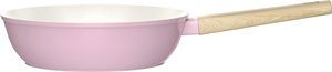 Pink Non Stick Frying <b>Pan</b> Metal Skillet with Wood <b>Handle</b> for Gas and Induction Cooking - Product Image 3