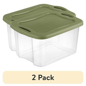 Contenitore di plastica da 40 litri (confezione da 2) con maniglie a presa completa, verde - Product Image 1