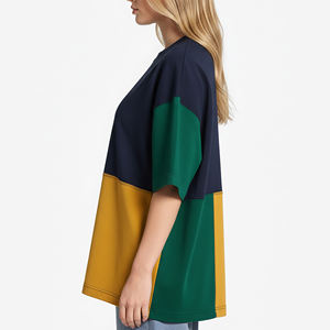 Camiseta de Mujer de Alta Calidad, Tallas Grandes, Hombros Caídos, Estilo Casual, Bloques de Color, Logotipo Personalizado, Tejido Grueso, Corte Holgado - Product Image 5