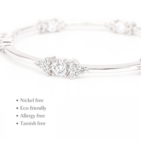 Bracelet classique en argent 925 de luxe fait main avec motif floral rond taille brillant et sertissage griffe, bijoux de mariage pour femme