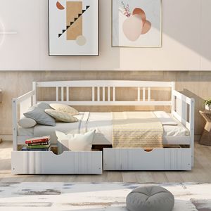 Divano letto matrimoniale in legno bianco con due cassetti (Vecchio SKU LP000058AAK) - Product Image 2