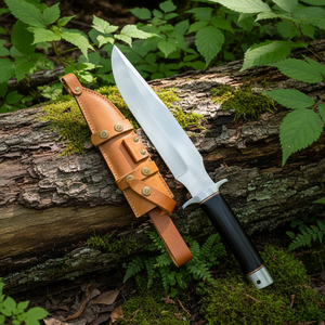 Cuchillo Bowie Vikingo Hecho a Mano de Acero D2 con Mango de Micarta y Punta Caída de 14 Pulgadas |   Funda de Cuero de Grado Industrial OEM para Camping y Regalos - Product Image 5