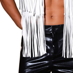 Solid <b>White</b> Suede Leather Motorcycle <b>Vest</b> <b>Men</b> Club Biker Waistcoat OEM Custom Logo Winter Casual Outer Wear - Product Image 5