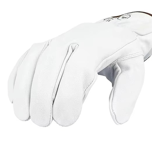 Gants de travail en cuir blanc souple, en cuir de vachette pleine fleur, gants de sécurité avec poignet élastique et manchette courte, OEM, marque privée, vente en gros - Product Image 3