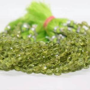 Vente en gros 5-6mm pierre naturelle péridot facettes perles en forme de coeur avec coupe latérale 8 pouces de long - Product Image 1