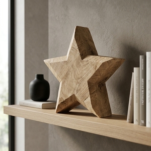 Startik Handcrafted <b>Wooden</b> Star Sculpture <b>Rustic</b> Solid Teak Tabletop Decorative Artwork Home Decor Accent Display Star Block Art - Product Image 3