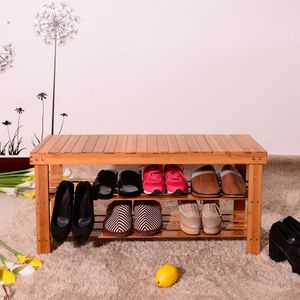 Scarpiera in bambù a 3 livelli da 90 cm con panca e seduta integrata per ingresso - Product Image 6