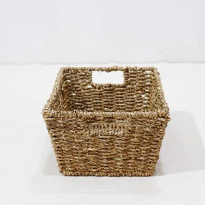 Premium Natural Seagrass <b>Storage</b> <b>Basket</b> <b>Rectangular</b> Shelf Organizer Tray with Integrated Handles - Product Image 5