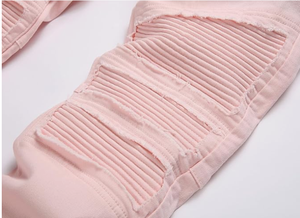 Jean en denim déchiré décontracté pour homme, taille haute, uni, respirant, coupe évasée ajustée, effet usé - Product Image 3