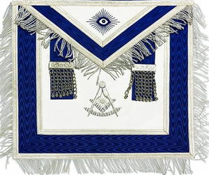 Regalia Masónica: Mandil de Oficial de Logia Azul para Maestro Masón, Hecho a Mano, con Collar de Cadena y Joyas Plateadas, Azul y Blanco, para Adulto - Product Image 2