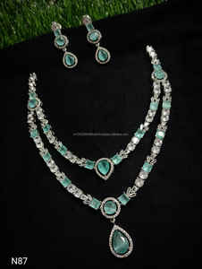 ชุดเครื่องประดับเจ้าสาวประดับเพชรแบบอเมริกันคลาสสิกสร้อยคอและต่างหูสองชิ้นสำหรับงานแต่งงานแฟชั่นสไตล์คลาสสิก - Product Image 2