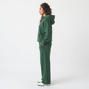 Ensemble de survêtement décontracté pour femme en molleton 400 GSM, comprenant un sweat à capuche et un pantalon de survêtement, avec impression en relief, 100 % coton molletonné, deux pièces - Product Image 4