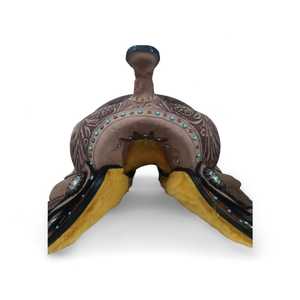 TI101OA063 Customized Branded Western English Leather Horse Saddle <b>Soft</b> Seat Fiberglass Tree Stainless Steel Hardware Equestrian - Product Image 3