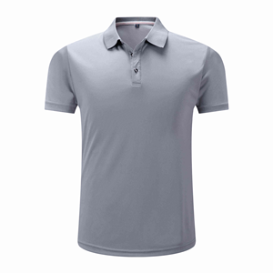 Polo à manches courtes gris pour homme, tricoté, respirant, couleur unie, style décontracté, coupe classique - Product Image 1