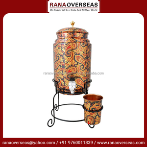 Distributeur d'eau en cuivre imprimé de dernière conception pot d'eau en cuivre pur de haute vente avec verre et support pour l'extérieur et l'intérieur - Product Image 3