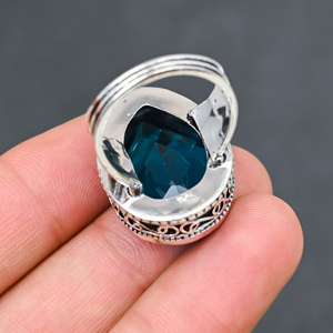 Magnifique bague tendance en topaze bleue de Londres, en argent sterling 925 massif, bijoux faits à la main, vente en gros directe d'usine - Product Image 3