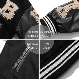 แจ็กเก็ตทีมโรงเรียนผ้าวูลสำหรับผู้ชายเสื้อแจ็กเก็ตกันหนาวคอปกตั้งสไตล์เลตเทอร์แมน - Product Image 5