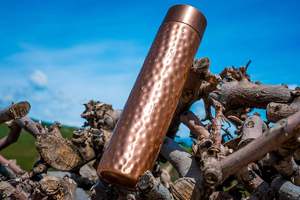 Hand Hammered <b>Copper</b> Drinking Water Bottle With <b>Copper</b> <b>Screw</b> Cap Artisan Metal Bottle For Wellness Travel Home Office Use - Product Image 5
