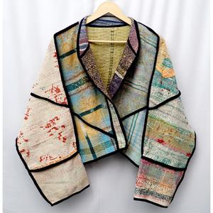 Nouvelle arrivée, veste en coton de qualité supérieure pour femmes, design Kantha, multicolores, broderie ethnique à la main, fermeture ouverte - Product Image 4