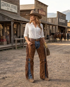 Fazmax Corporation Women Genuine Leather Western Full <b>Chaps</b> Mid Rise Regular Fit Breathable Buckle Closure <b>Riding</b> Equestrian - Product Image 2