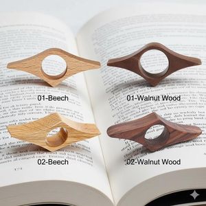 Elegante soporte de madera para el pulgar para una lectura cómoda con una sola mano, con acabado de madera natural y diseño ergonómico. - Product Image 6