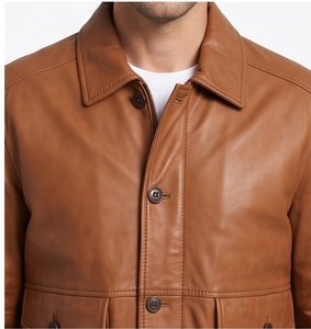 Wholesale Men Genuine <b>Leather</b> Winter Flight <b>Jacket</b> Front Logo <b>Brown</b> Bomber Coat Custom A2 Aviator Outerwear Supplier - Product Image 2