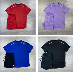 Summer Men's Reflective Lightweight Workout Gym Tracksuit Sports Casual Woven Solid <b>Short</b> Sleeve T Shirts <b>Shorts</b> <b>Skin</b> Friendly - Product Image 4