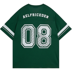 Maillot de football américain rétro en maille pour hommes et femmes, coupe ample et oversize, en polyester, style streetwear, pour l'été et les tenues décontractées - Product Image 2