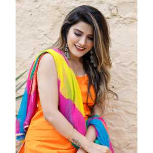 Conjunto de Traje de Mujer de Algodón Chifón Naranja Lujoso, Kurta Étnica de Diseñador con Dupatta, Atuendo Tradicional para Fiestas, ESTILO DE - Product Image 5