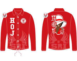 เสื้อแจ็คเก็ตโค้ชผ้าฝ้ายน้ำหนักเบาปักลายและโลโก้ HOJ Masons Fraternity สำหรับผู้หญิง แบบสั่งทำพิเศษ - Product Image 5