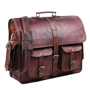 Maletín Vintage de Cuero Genuino con Cierre de Broche y Correa Desmontable para Caza y Uso al Aire Libre - Product Image 1