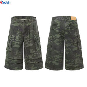 กางเกงยีนส์ขาสั้นทรงตรงสไตล์ฮิปฮอปสตรีทแวร์สำหรับผู้ชาย ลายพรางวินเทจ กระเป๋าคาร์โก้ ระบายอากาศได้ดี เหมาะสำหรับฤดูร้อน ซิปหน้า ปรับแต่งได้ - Product Image 1