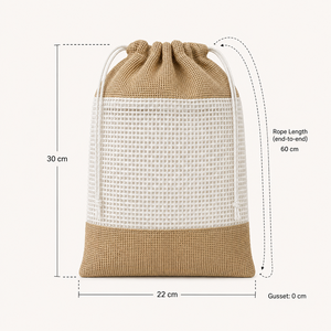 Bolsa Reutilizable de Yute y Algodón para Productos, 22x30 cm, con Cordón, para Verduras y Frutas, con Logotipo Personalizado, Venta al Por Mayor, Fabricante OEM - Product Image 3
