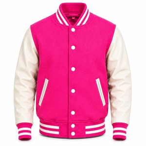 <b>Men's</b> Orange Varsity <b>Jacket</b> <b>White</b> Sleeves Button Closure Casual Style Autumn Wear Regular Fit Solid Color Stand Collar Windproof - Product Image 5