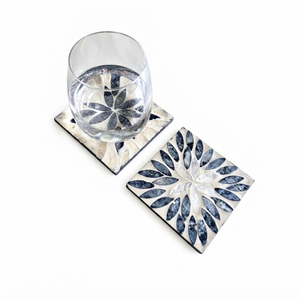 Juego de posavasos clásicos redondos con incrustaciones de concha, diseño marroquí, de resina, para protección de mesas, suministro al por mayor para hoteles. - Product Image 2