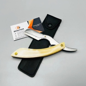 Maquinilla de afeitar Shavette de garganta recta recién llegada superventas, navaja plegable con mango de hueso, maquinillas de afeitar de peluquero al por mayor - Product Image 4
