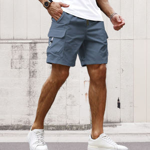 Shorts cargo gris pour homme, taille mi-haute, cordon de serrage, séchage rapide, légers, décontractés, avec poches - Product Image 5