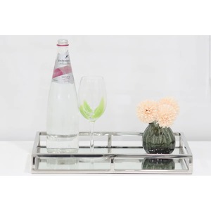 Rectangular Metal Storage Tray Polished Finish Minimalist Design Single Tier <b>Tabletop</b> Organizer - Product Image 2